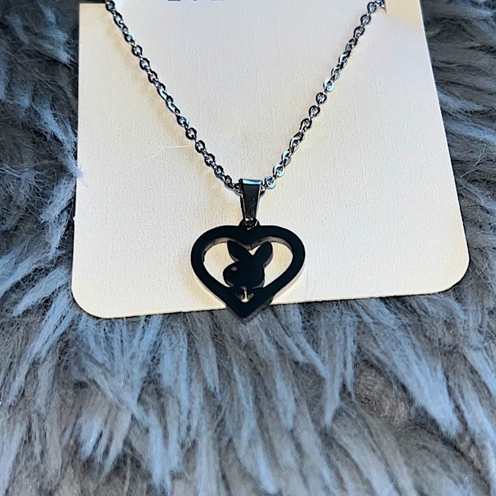 new!! stainless steel playboy bunny 17 inch necklace